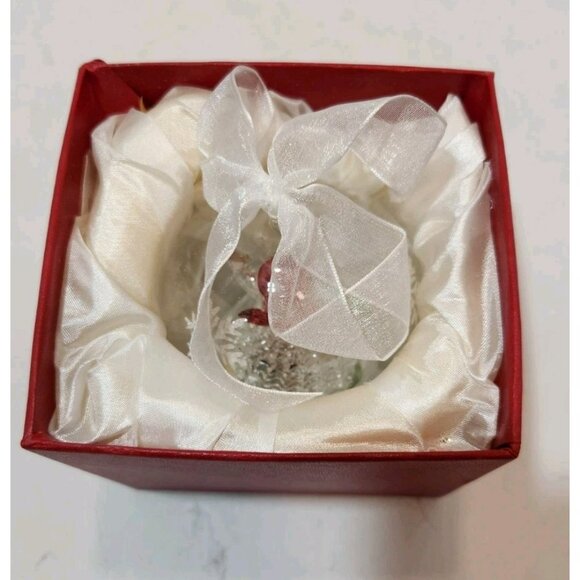 Vtg Spun Glass Snowman Christmas Ornament in Etched Glass Ball  LED Lights NIB - Picture 6 of 8